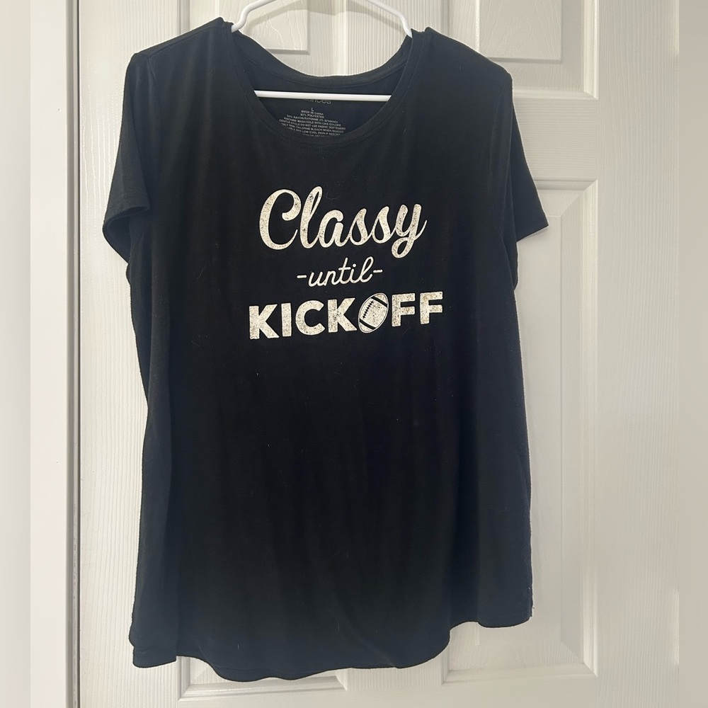 Maurices Black Tee Classy Until Kickoff Size Large
